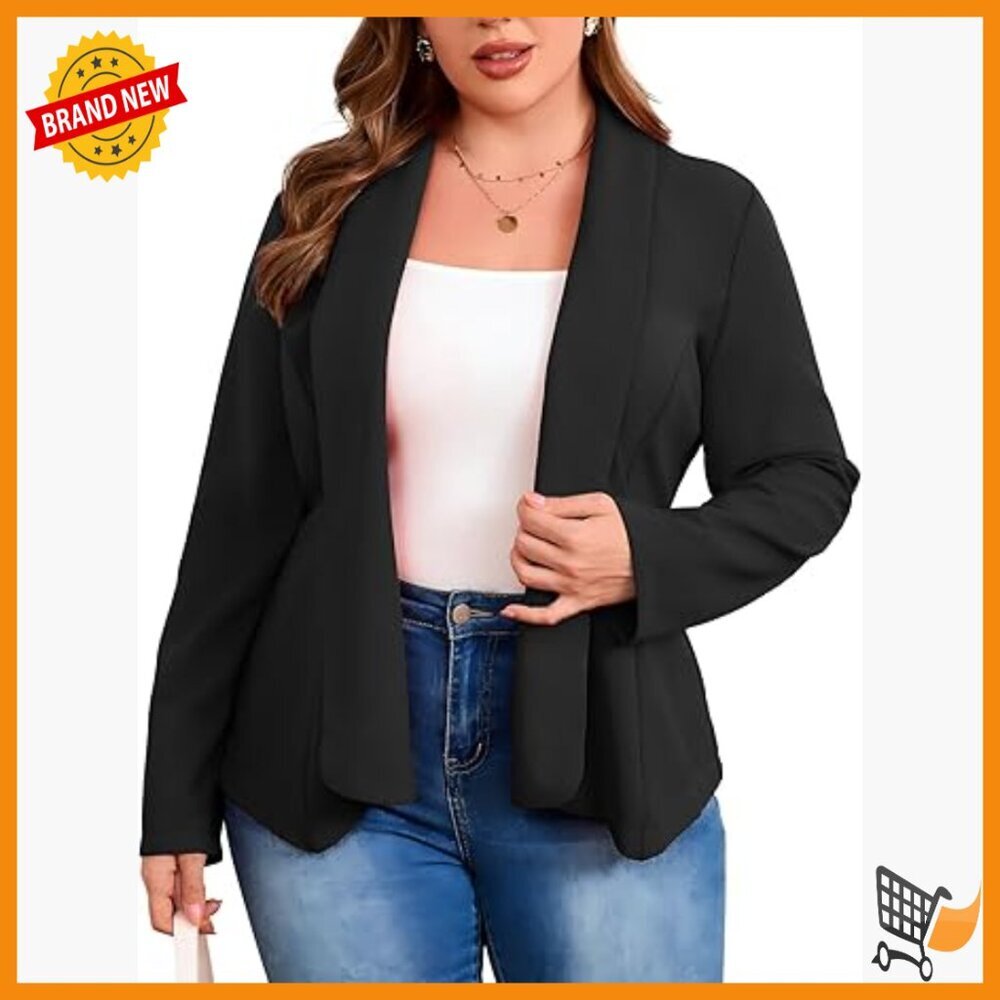 Plus Size Oversized Vest Blazer Business Casual Work Jacket Polyester